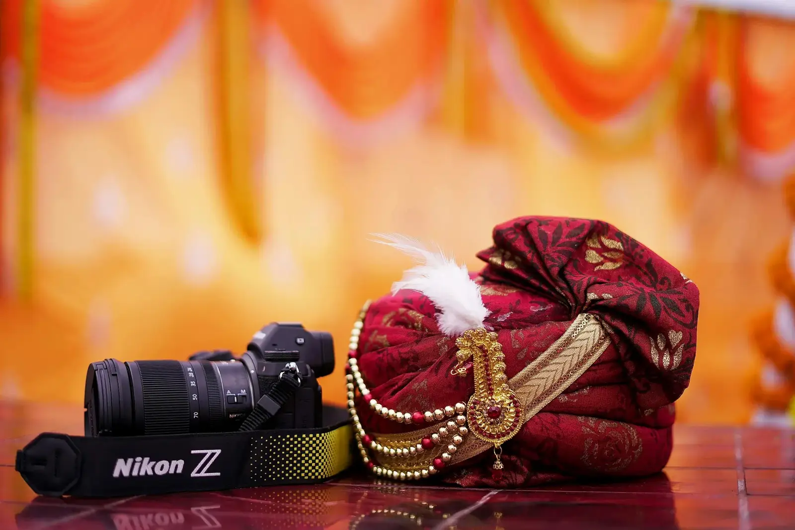 Traditional camera and cultural photography setting
